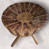 Vintage rattan ottoman stool from the 70s