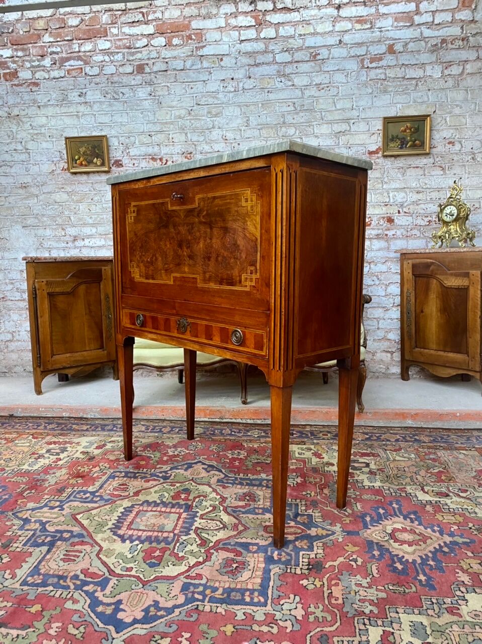 Louis XVI style Greek marquetry secretary, 19th century