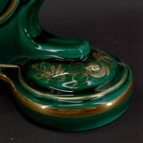 Paire de lampes en faïence verte et dorée, circa 1940