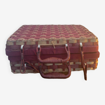 Vintage rattan suitcase