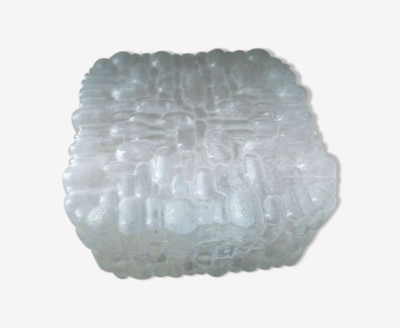 Plafonnier globe verre ananas support métal