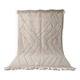 Large Ecru Beni Ouarain Rug, Geometric Chevron Pattern - 300x200cm