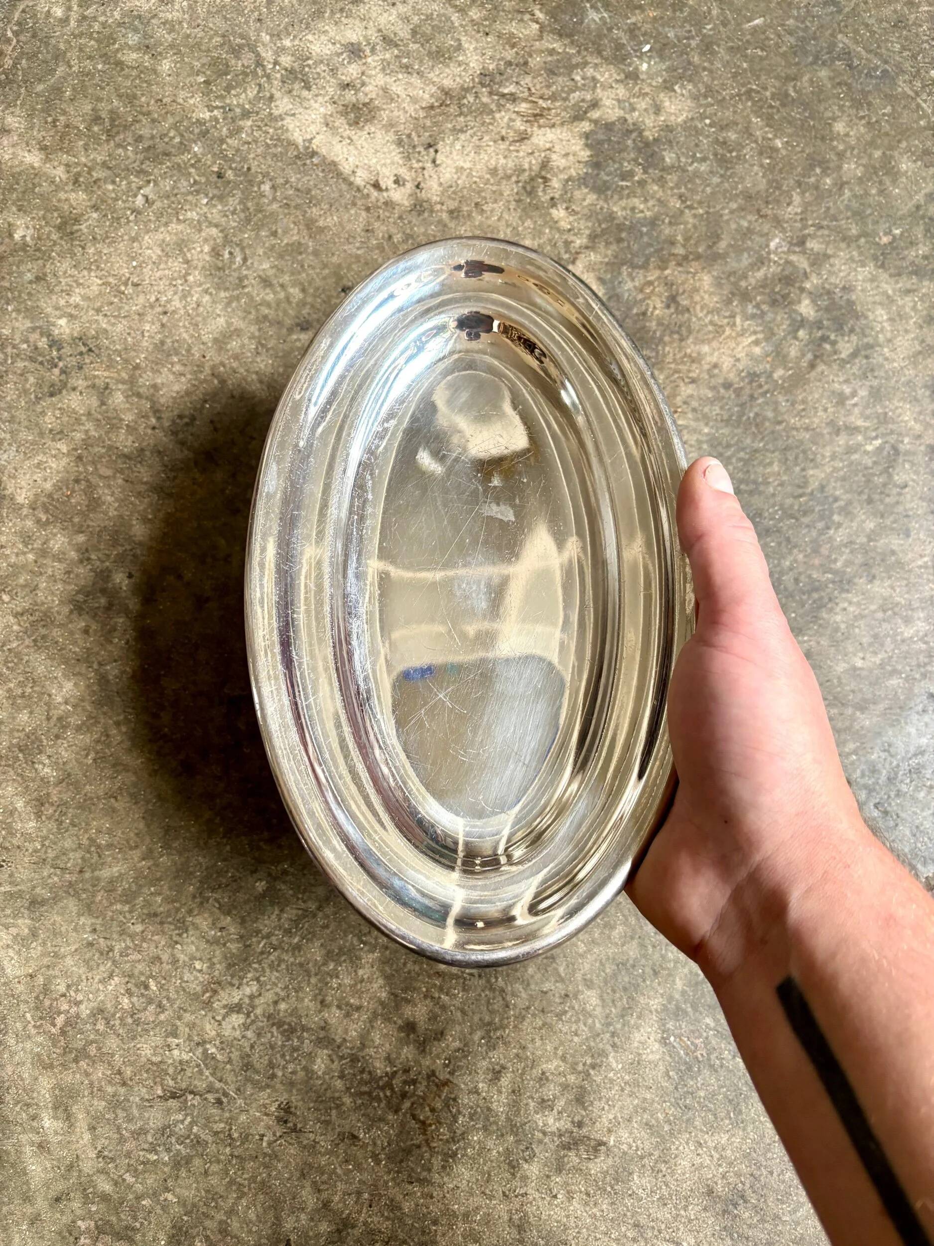 Silver-plated metal dish