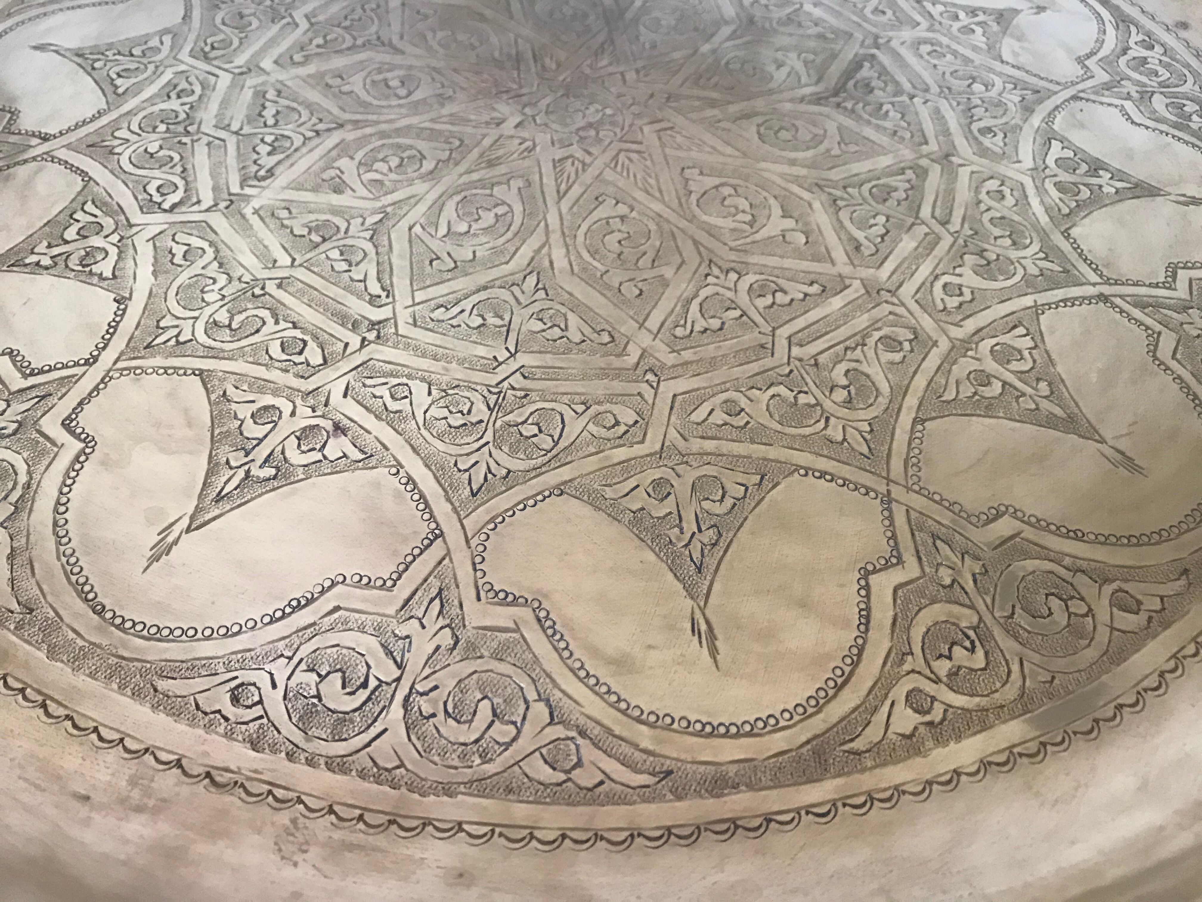 Engraved brass tray