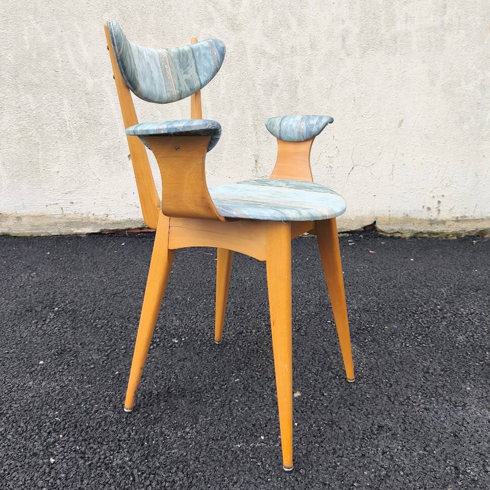 Pair of wooden armchairs, 1960