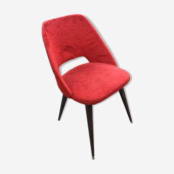 Red plush barrel chair