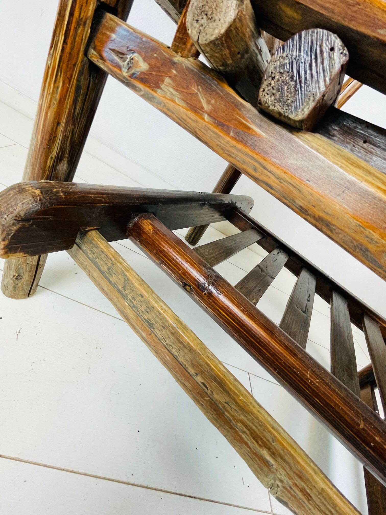 Antique chinese handcrafted bamboo lounge chair, 1900