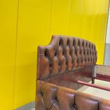 1980's Chesterfield Brown leather Bed.