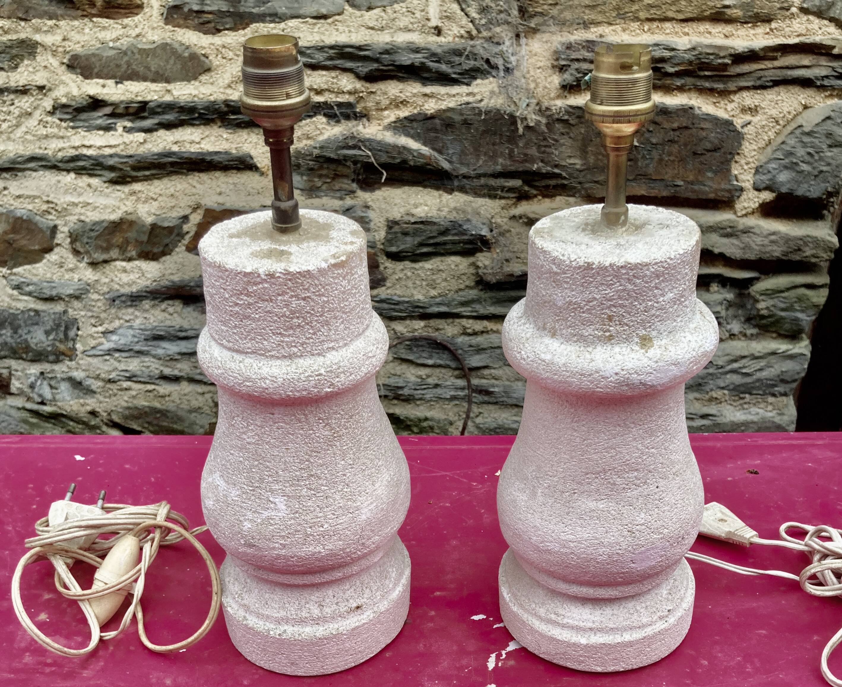 pair of stone lamps, Dlg by Albert Tormos, Arsène Galisson