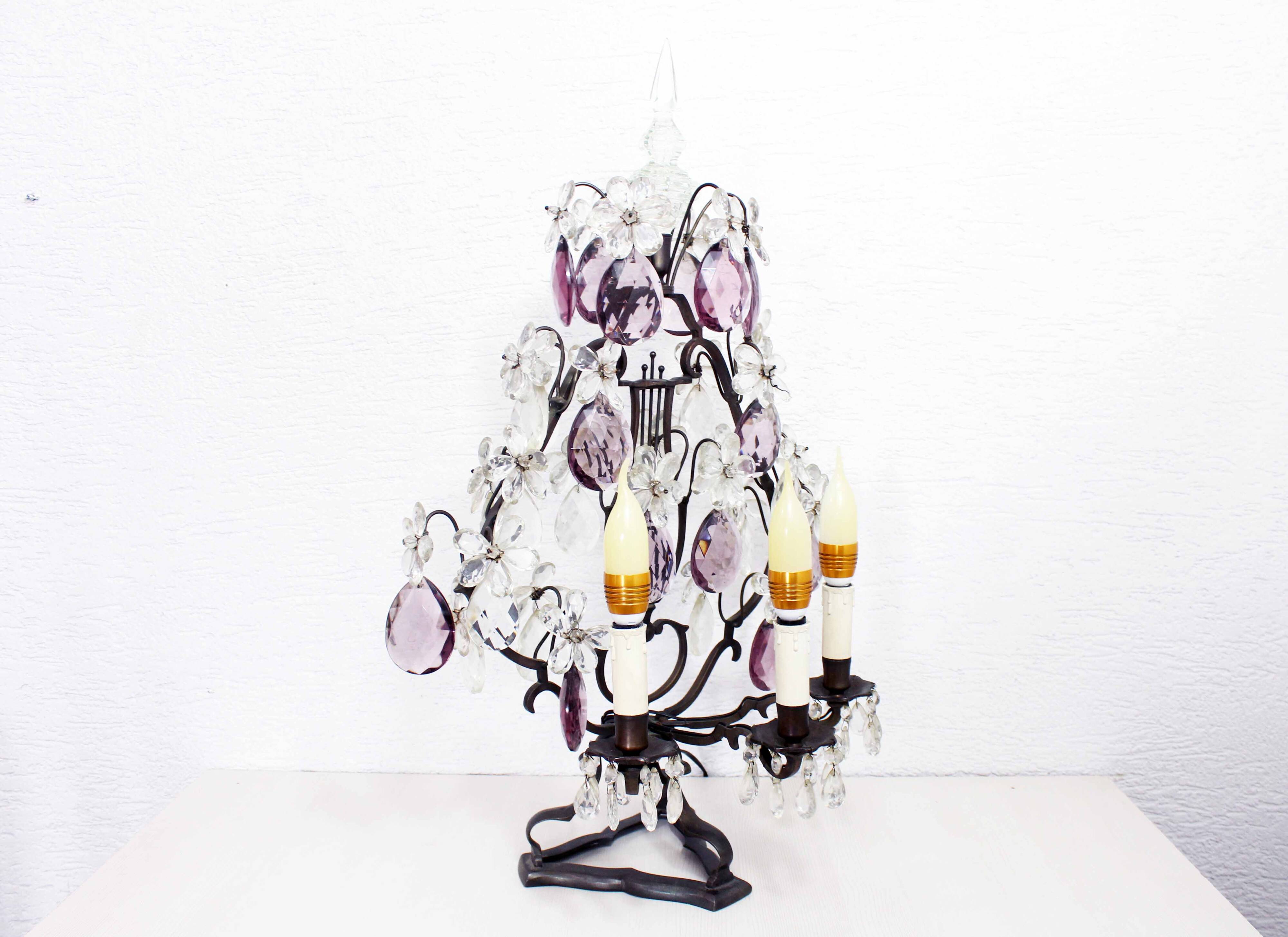Girandole lamp in crystal and iron