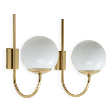 Pair of mod. "b458" brass wall lamps by Candle, 1970s