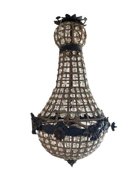 Empire-style hot air balloon chandelier with 6 lights and crystal drops