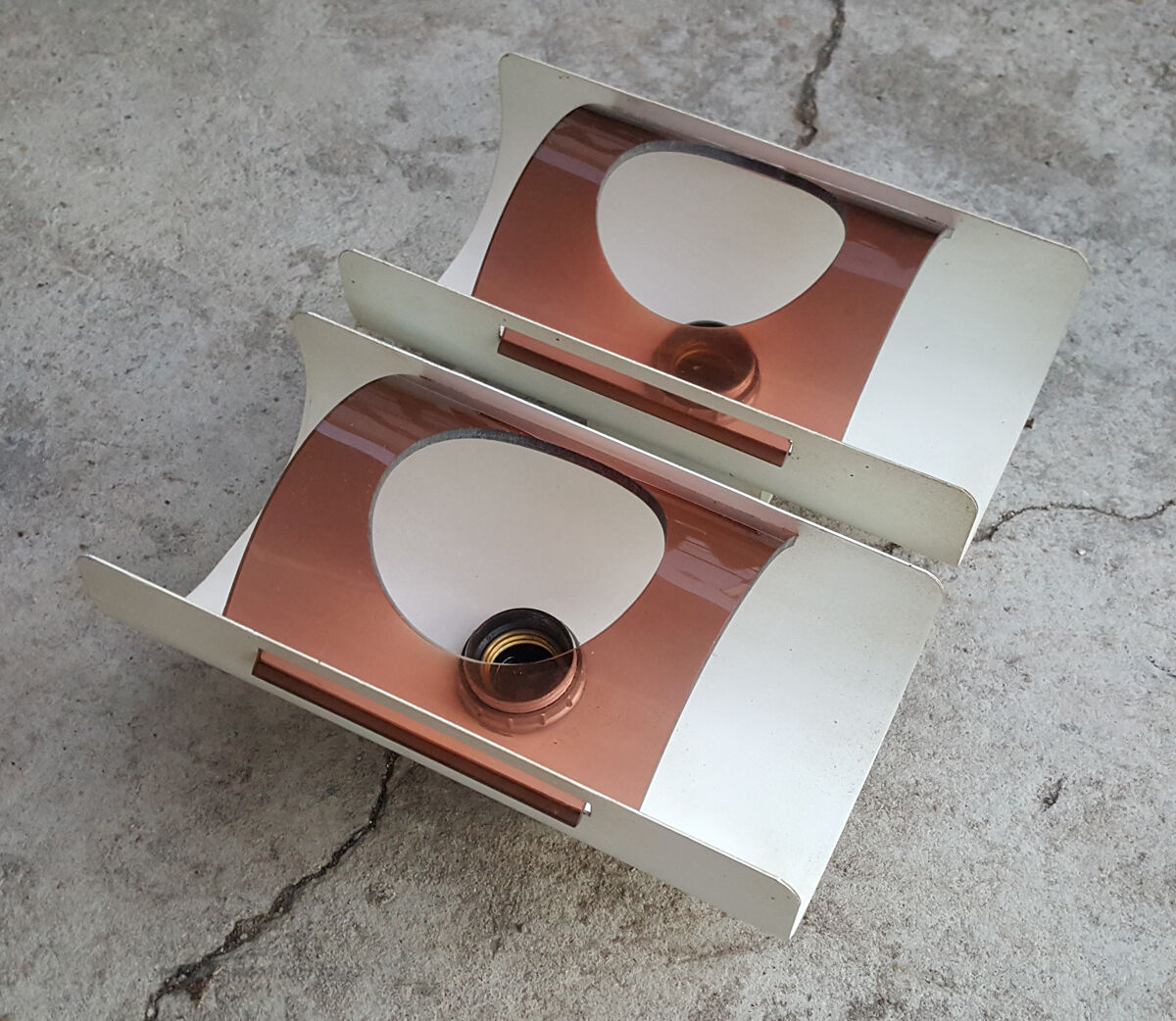 Beautiful and large pair of UFO wall light age spage, 70s