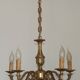 French Vintage Mid Century Bronze 5 Light Traditional Style Chandelier