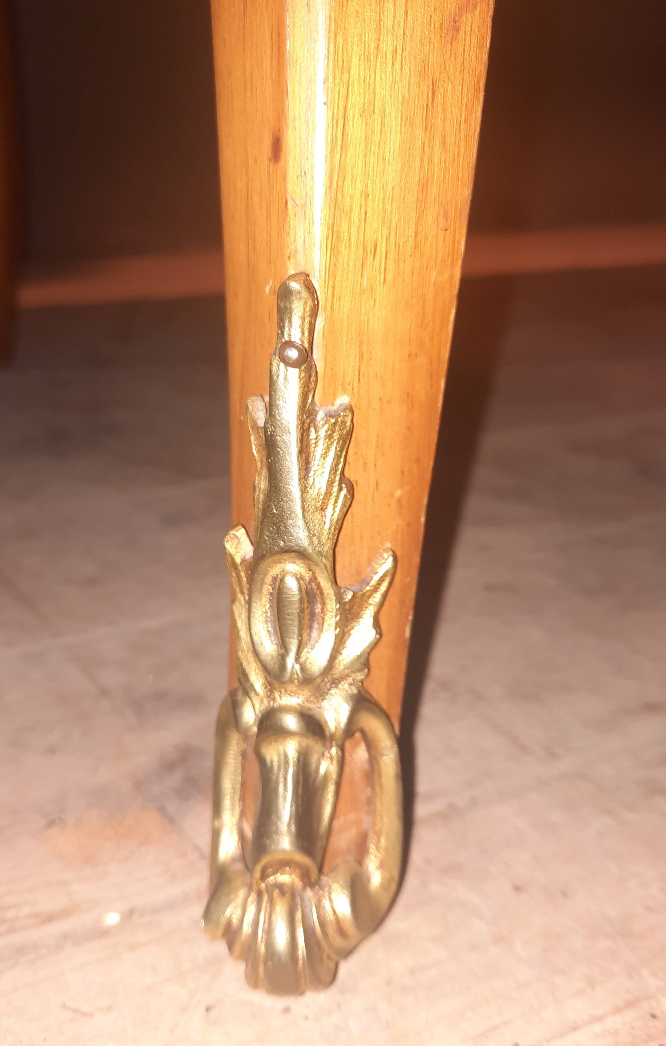 Flat desk in solid cherry wood, Louis XV style.