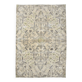 Cream & Light Yellow Turkish Vintage Rug, 215x320Cm
