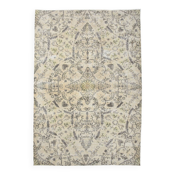Tapis vintage turc crème et jaune clair, 215x320 cm