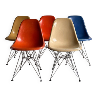 Set of 5 DSR chairs, Charles & Ray Eames, Herman Miller, 70s edition