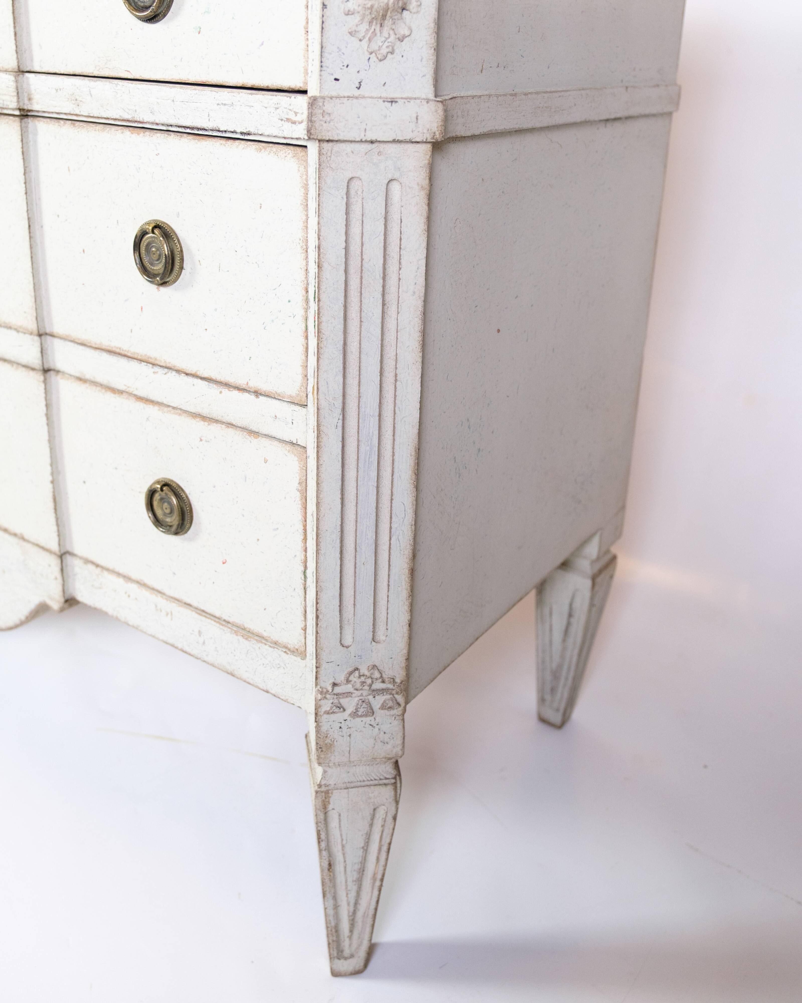 Gustavian Chest Of Drawers Grey Painted, Swedish Origin From 1840s