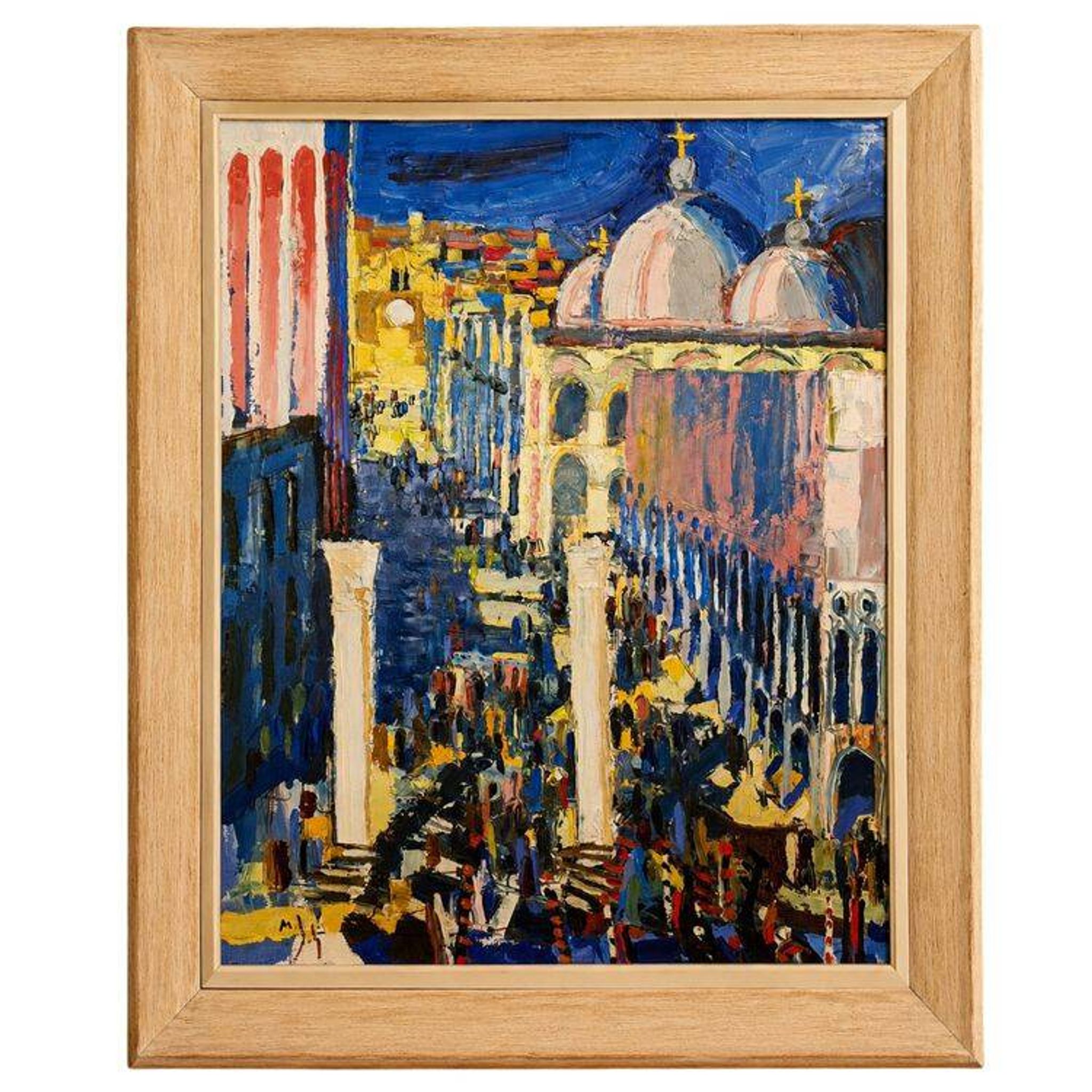 Important oil on canvas depicting the Piazzetta in Venice.