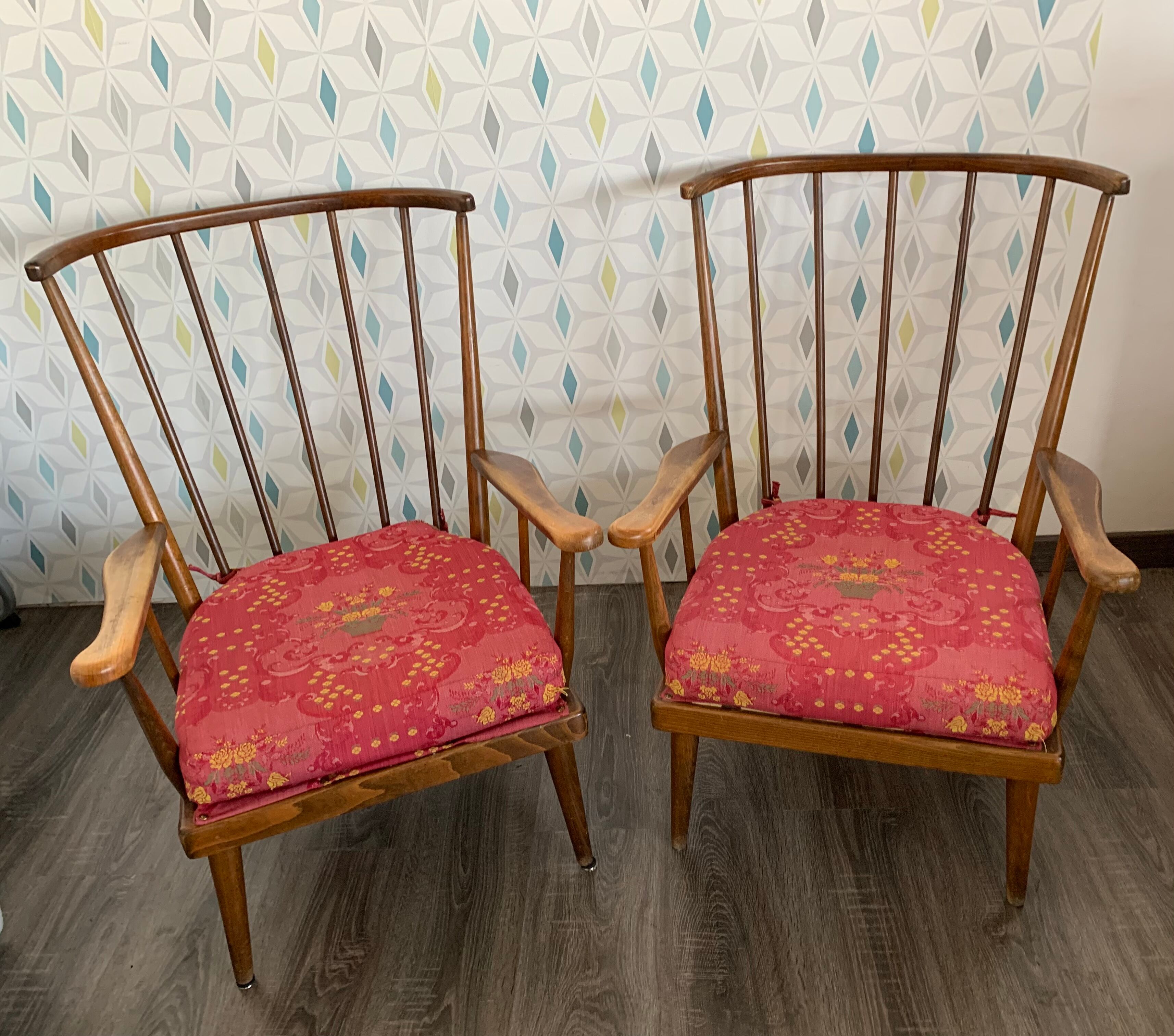 Paire fauteuils Baumann éventail