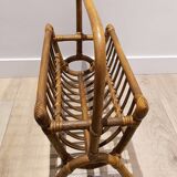 Vintage wicker rattan magazine rack