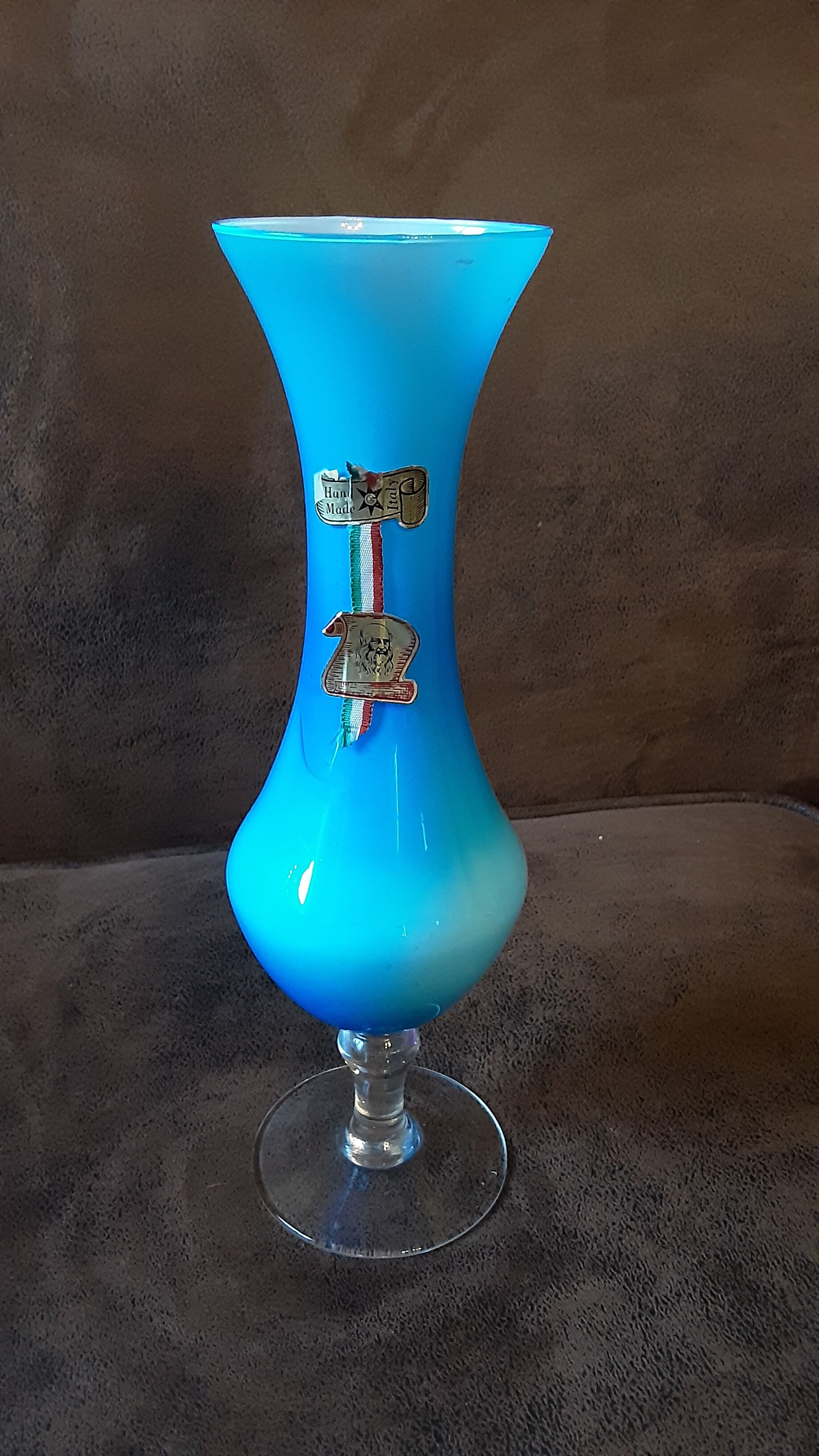 Turquoise opaline vase
