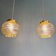 Pair of Space Age Pendant Lights in Yellow Clear Glass, 1960s-70s