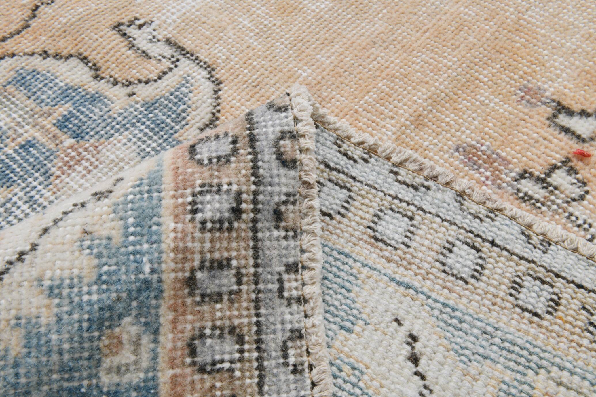 6x10 Pale Orange & Blue Vintage Rug 192x314Cm SK 21428