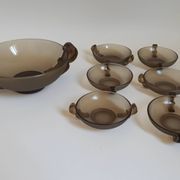 Dessert service dish + 6 cups 50s