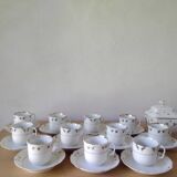 Coffee cups and sugar bowl, Old Paris Empire porcelain, Vve BARES
