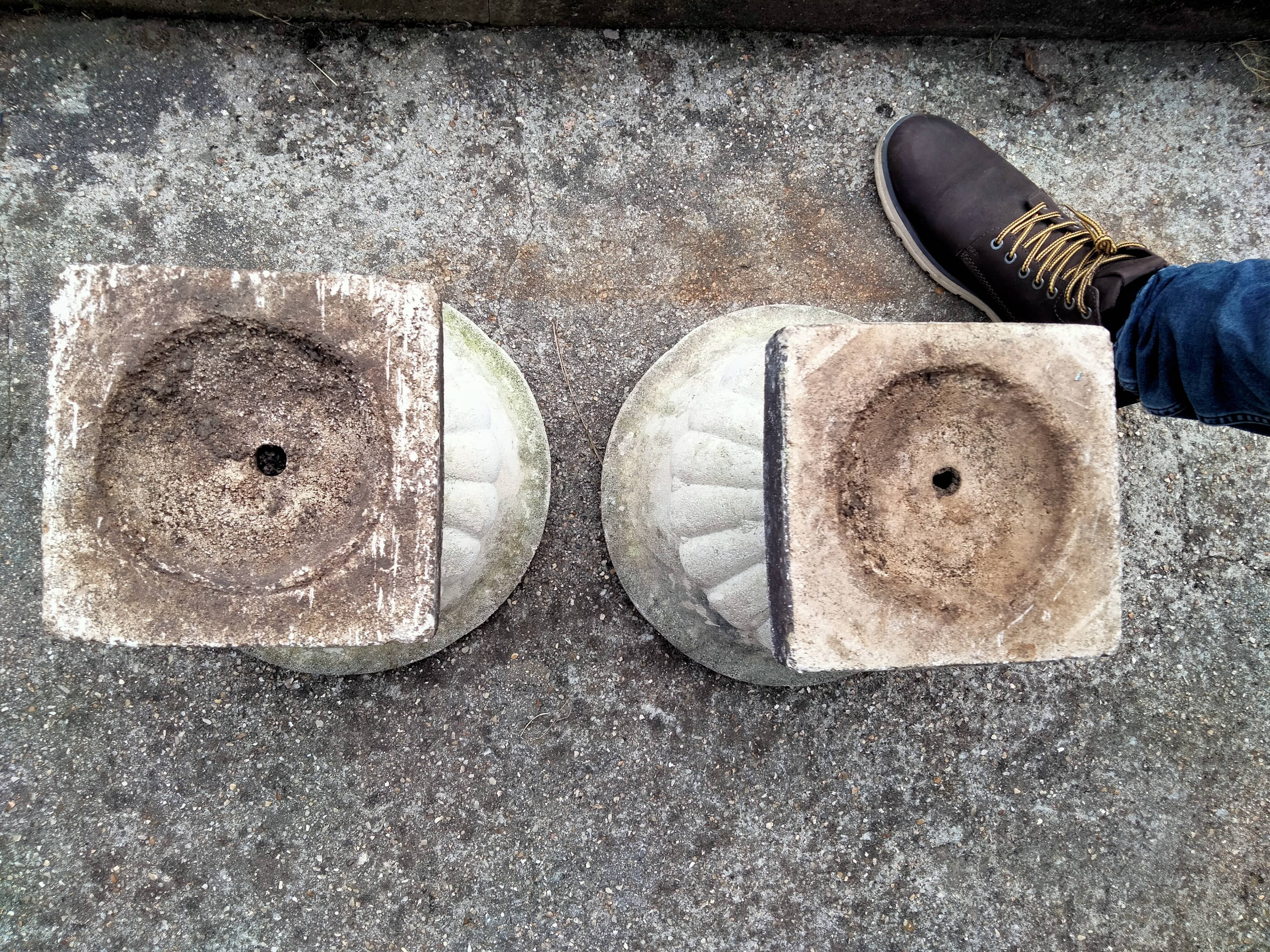 Pair of Medici vintage antique stone planters