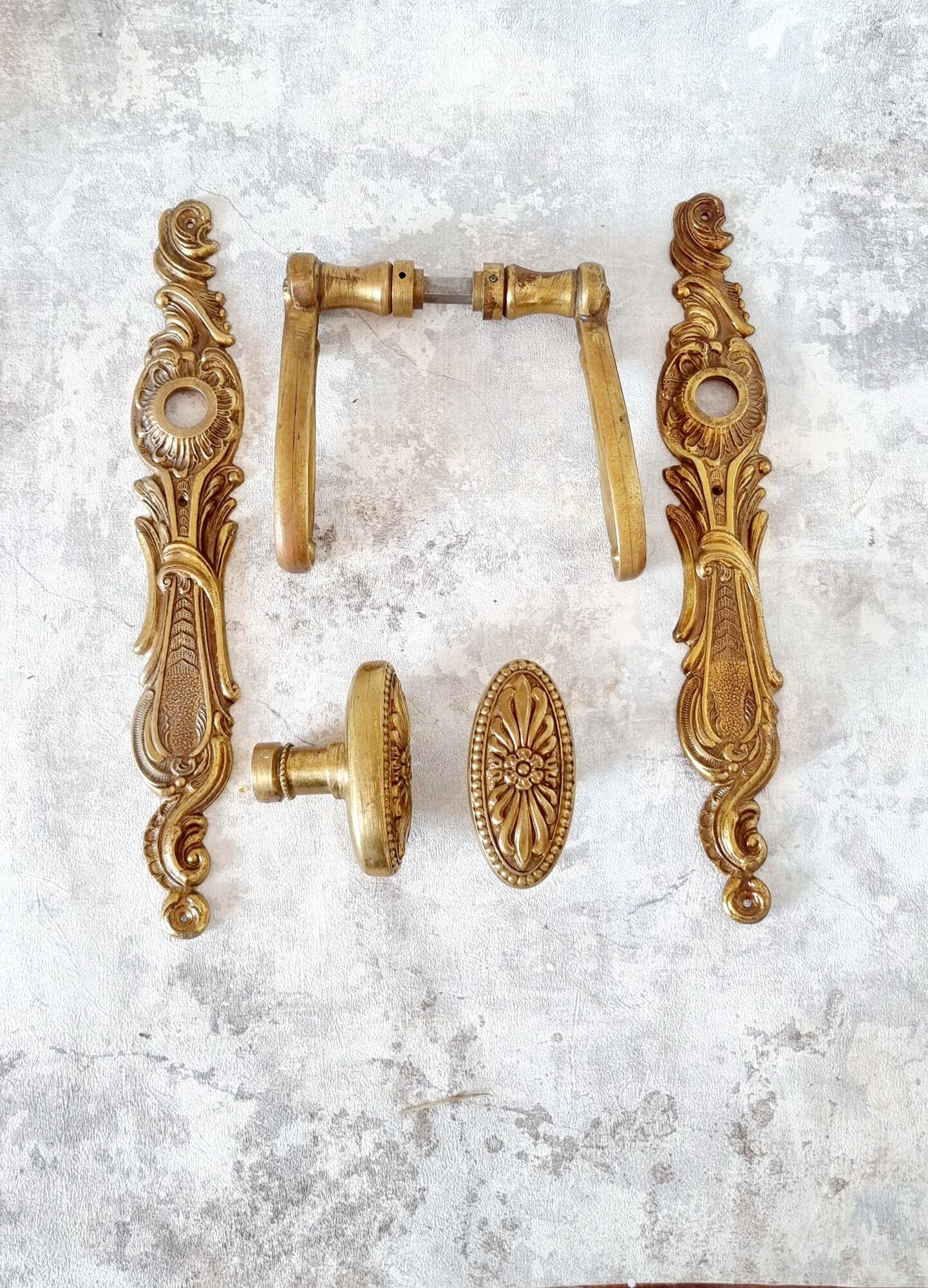 Door handle hardware and 2 French bronze furniture handles