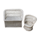Sofa / white wicker chest
