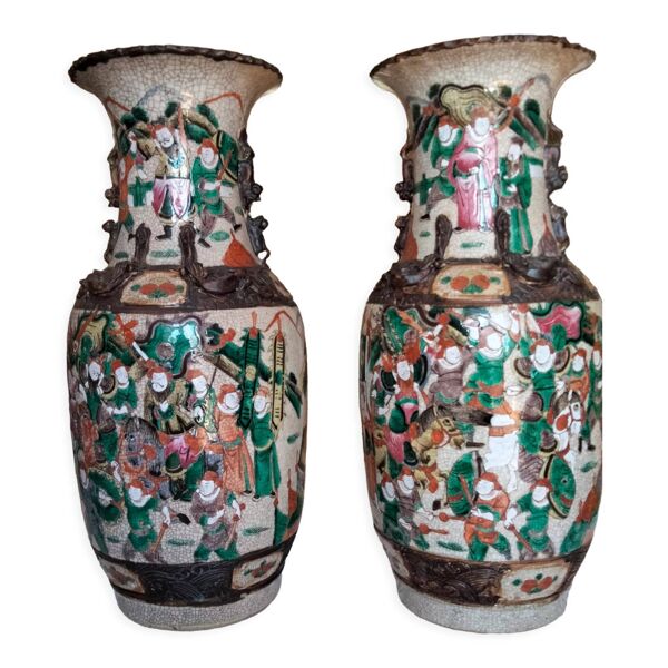 Paire de vase en porcelaine de Nankin Paire de grands vases chinois nanki