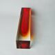 Red and yellow cubic Sommerso vase by Flavio Poli for Seguso, Murano, Italy, 1970