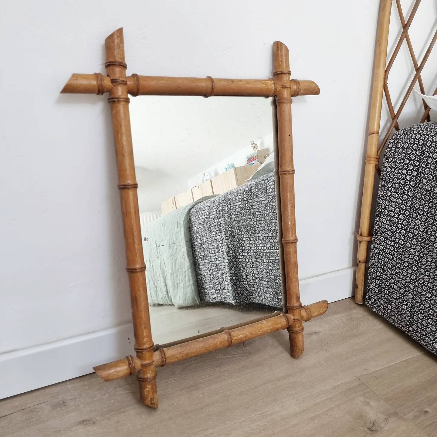 Vintage bamboo mirror
