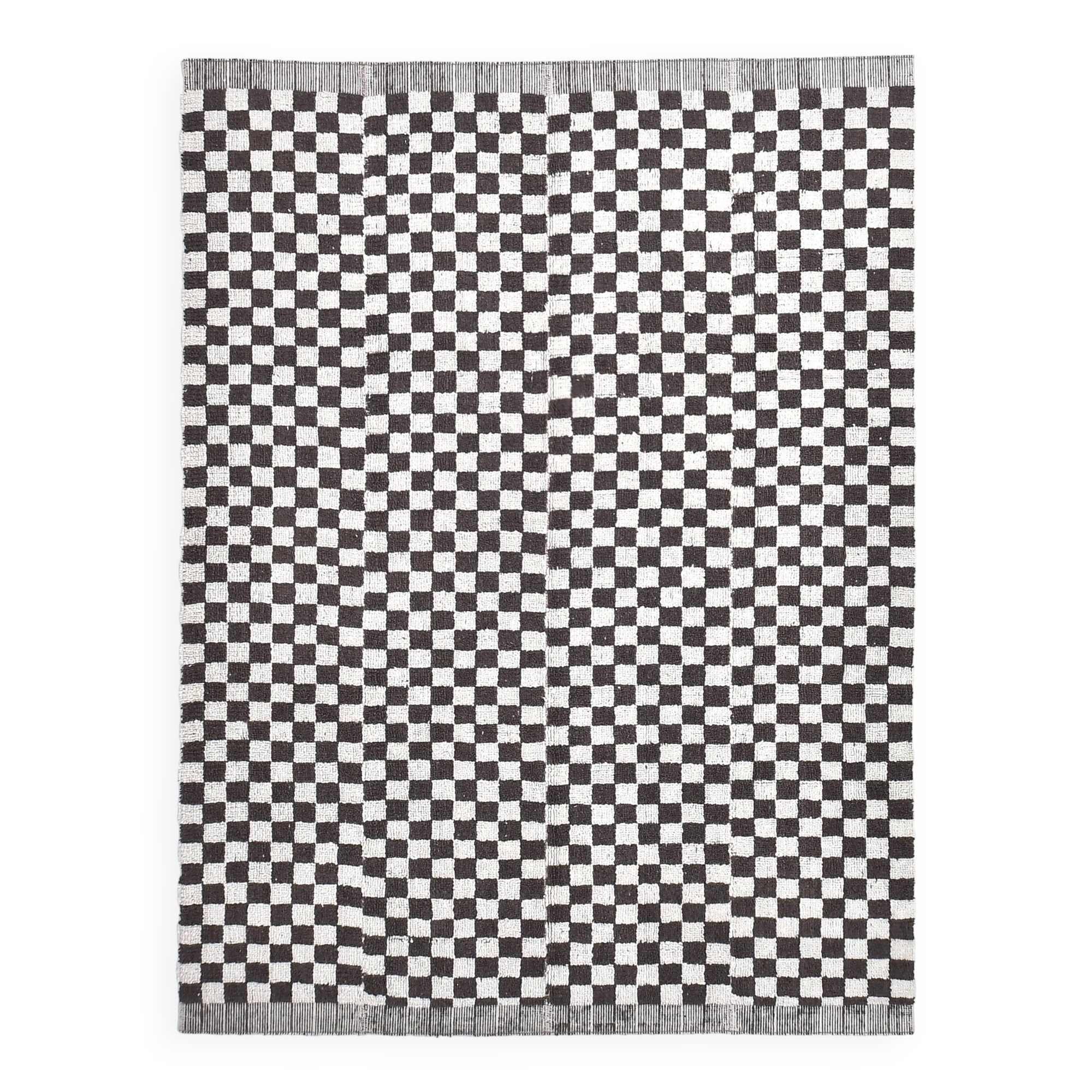 9x11 Brown & White Checkered Moroccan Rug, 269x349Cm