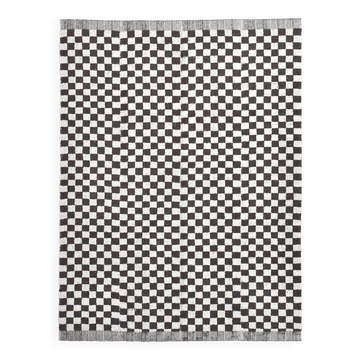 9x11 Brown & White Checkered Moroccan Rug, 269x349Cm