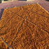 Beni Ouarain rug 300x200 cm – Thick ochre wool with tribal patterns