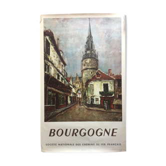 Original tourist poster "Bourgogne French Railway" 62x100cm 1954