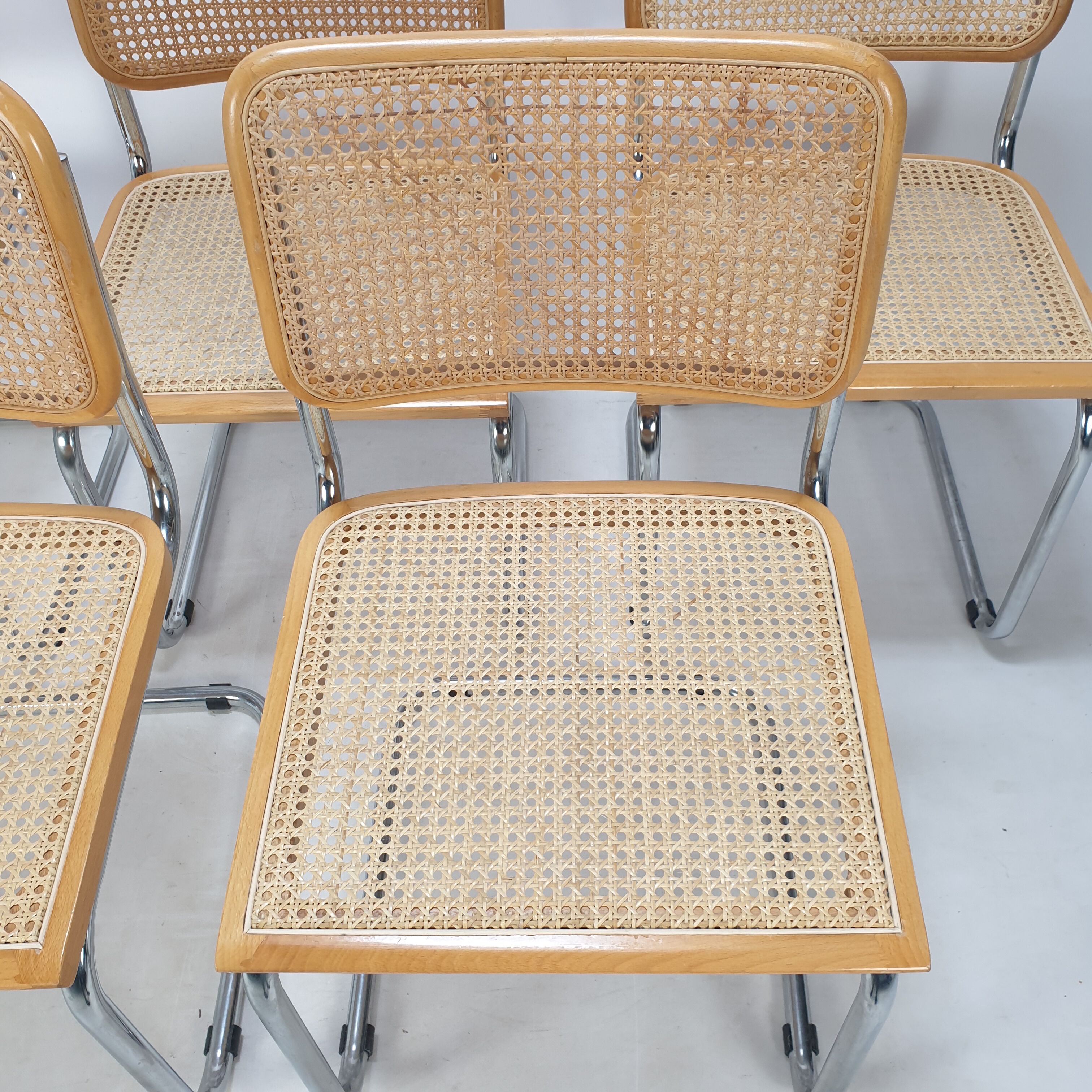 Set of 5 vintage Cesca chairs by Marcel Breuer