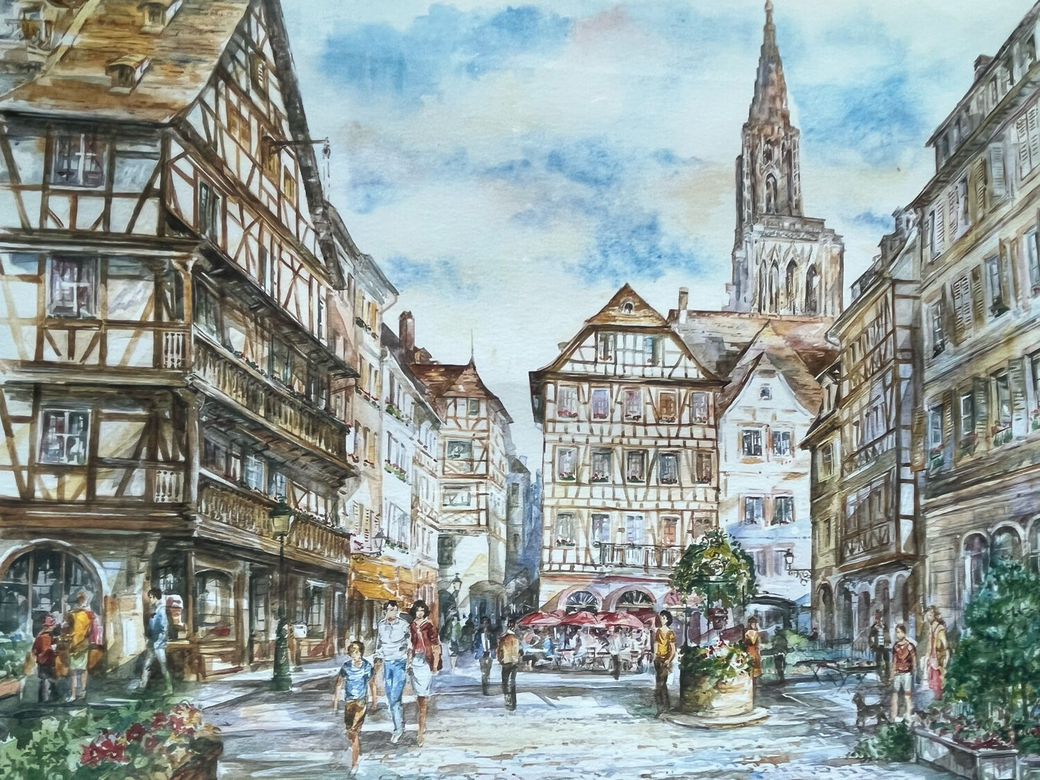 Watercolor of Strasbourg