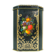 English octagonal box in screen-printed metal