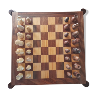 Wooden chessboard, dominoes