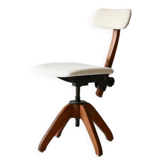Chaise de bureau pivotante en chêne scandinave des années 1920