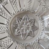 Ashtray/empty vintage pocket in cut bohemian crystal. decorated with diamond tips, braces