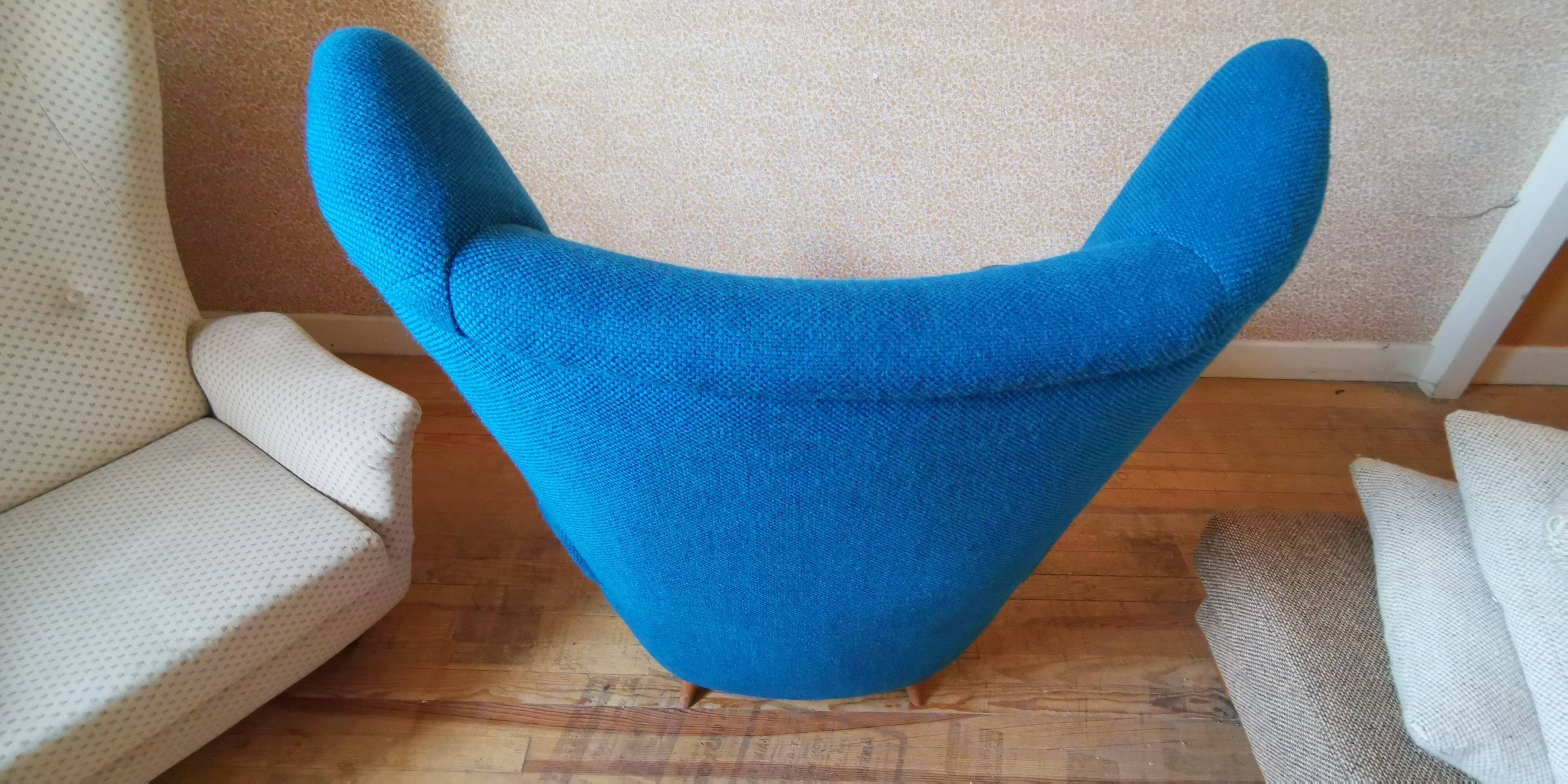 Bergere armchair wing back chair Italian design Years 50 60