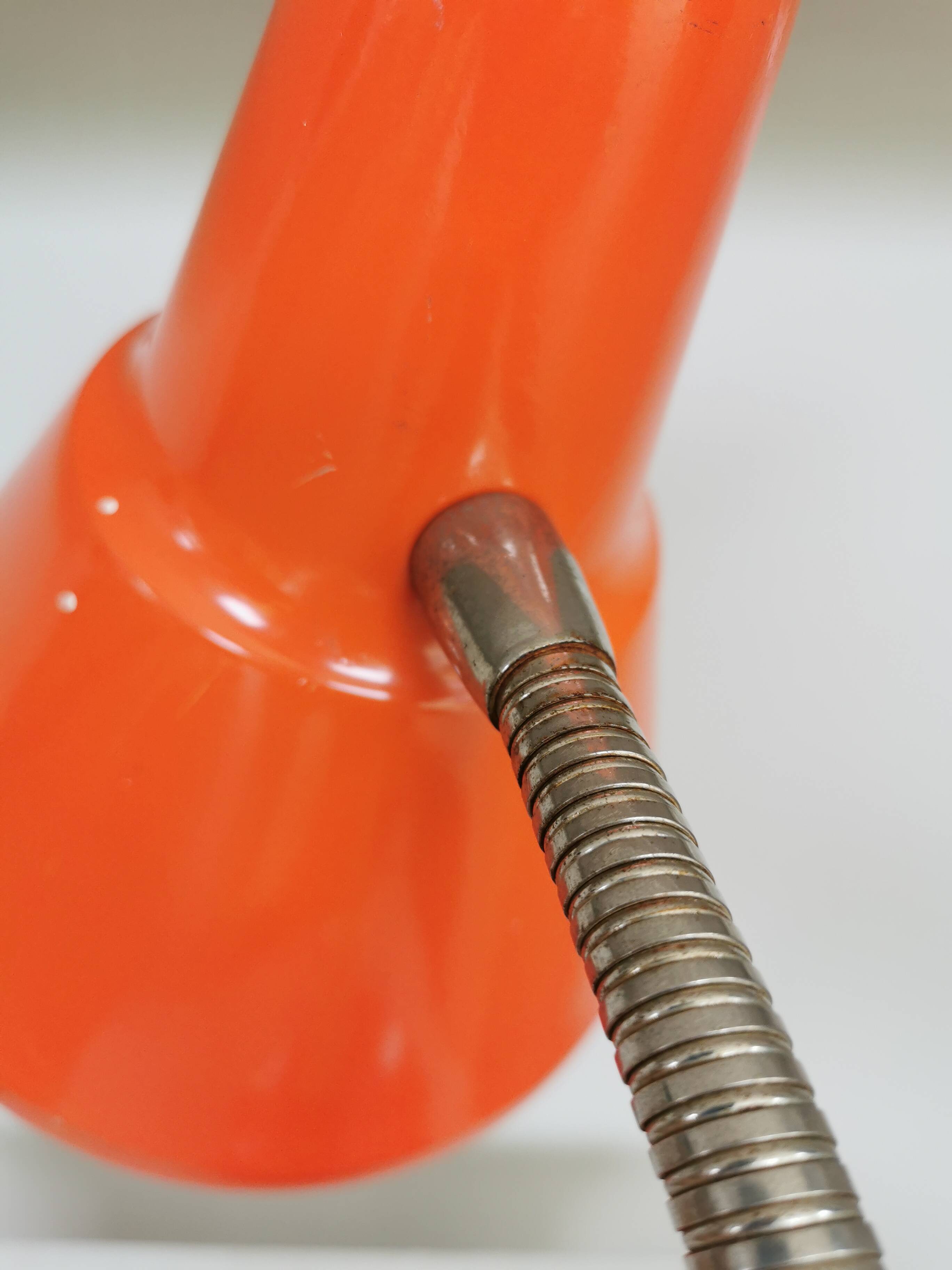 Vintage Orange Gooseneck Desk Lamp: 1970s Industrial Table Light