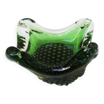 Antique Green Blown Glass Ashtray